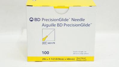 BD 305179 PrecisionGlide Ndle Short Bevel, 20G x 1-1/2inch - Box of 90